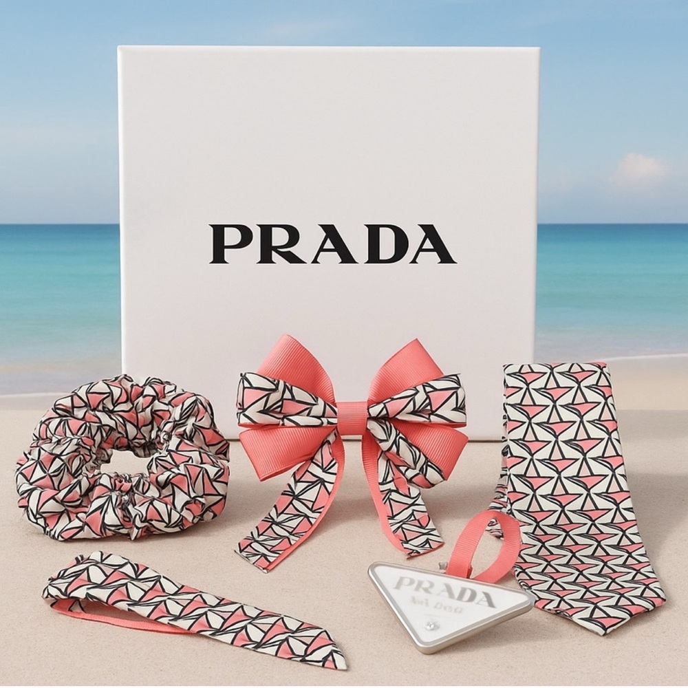 Prada Pink and White Geometric Accessories